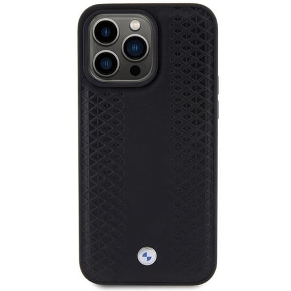 BMW Mobilskal till iPhone 15 Pro Läder Diamond Pattern - Svart Black