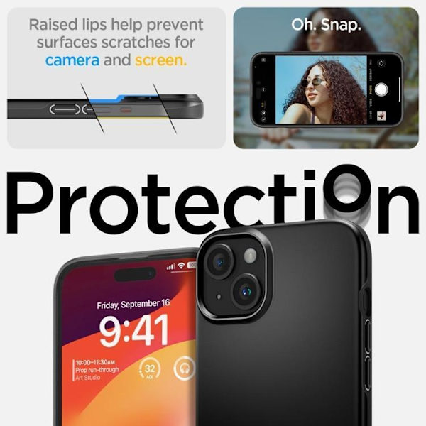 Spigen Mobilskal till iPhone 15 Plus Thin Fit - Svart Svart