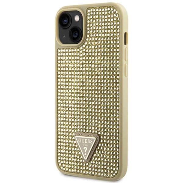 Guess iPhone 14 Plus -kännykkäkuori Rhinestone Triangle - Kulta Guld