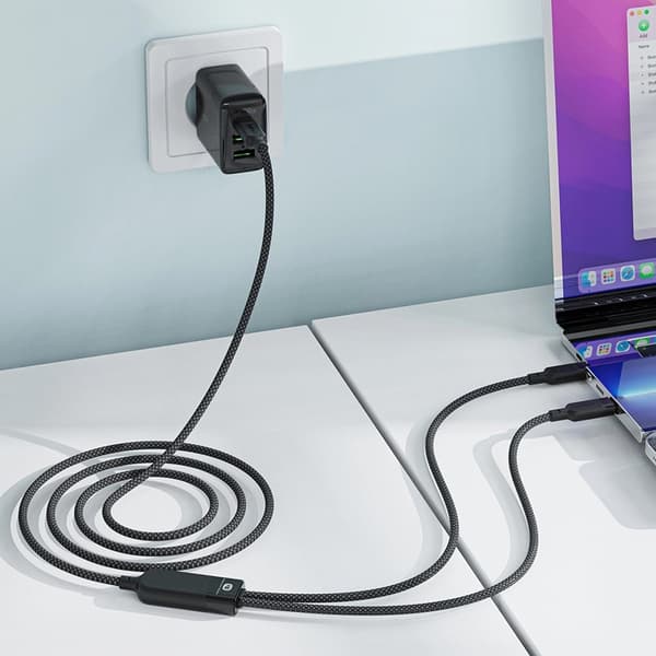 Acefast C5-11 2in1 USB-C/USB-C PD 100W Kabel 480Mb/s Black