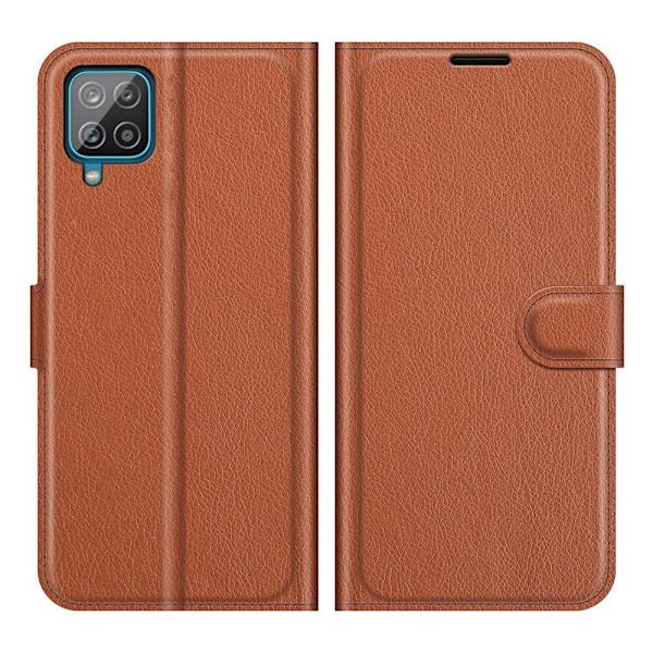 Litchi Wallet Case Galaxy A22 4G - ruskea Brown