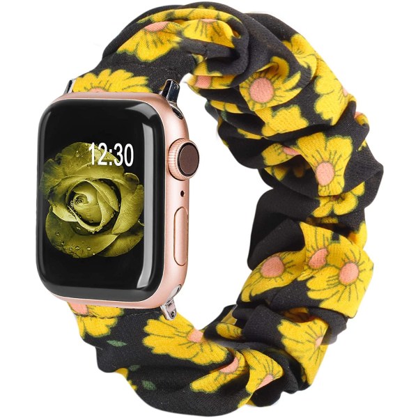 Armbånd Scrunchie Apple Watch 1/2/3/4/5/6 / SE 38 / 40 mm solsikke