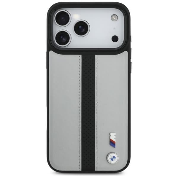 BMW telefontaske til iPhone 17 Pro Max MagSafe M perforeret stribe logo - grå Grå