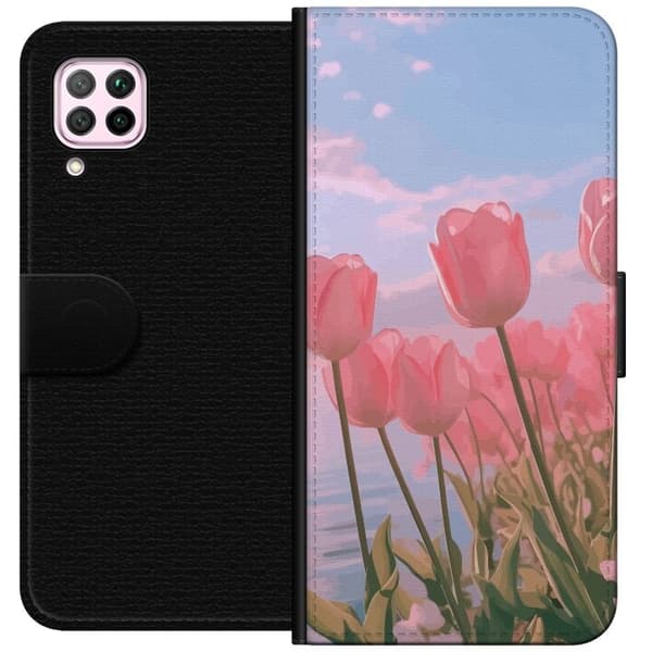 Plånboksfodral till Huawei P40 lite med Rosa Tulpaner