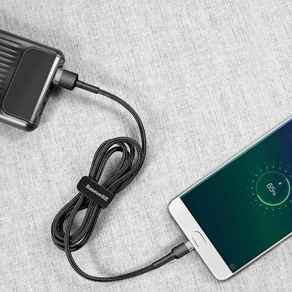 Baseus Flätad USB Till Micro USB Kabel 2M  - Svart/Grå Svart