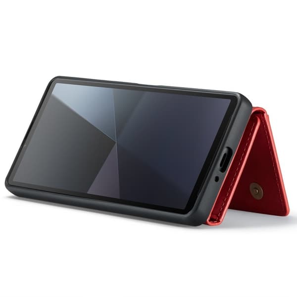 DG.MING Konstläder Plånboksfodral för Sony Xperia 10 VI - Röd