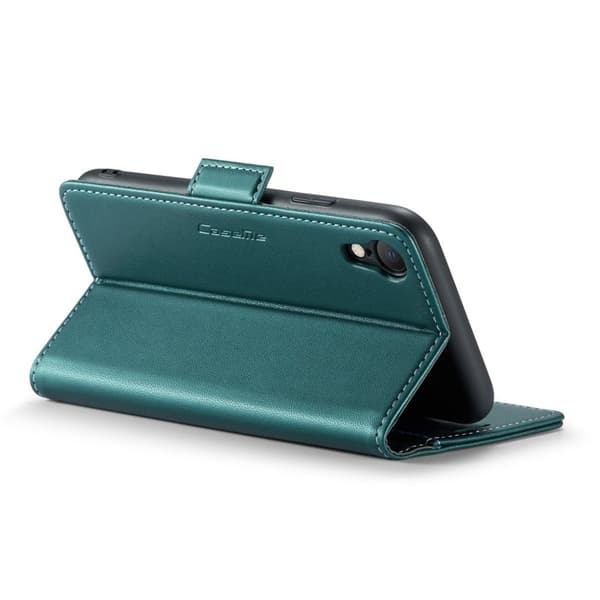 CASEME Plånboksfodral Konstläder till iPhone XR RFID-Skydd Grön