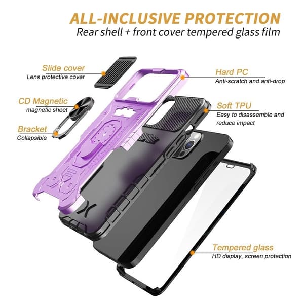 iPhone 14 Pro Max Skal Ringhållare Kickstand - Lila Lila