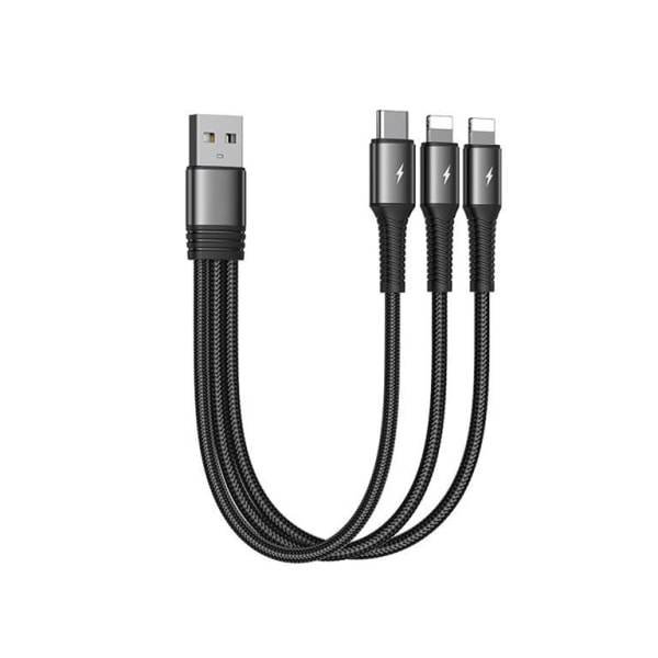 SiGN 3-i-1 kabel Lightning, USB-C, 0,3 m, 3,5 A, 20 W - sort