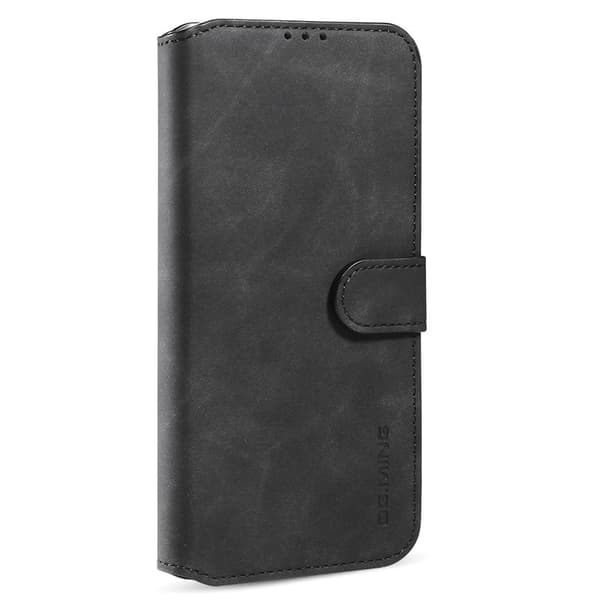 DG.MING Stand Plånboksfodral Retro Konstläder för iPhone 13 Pro - Svart