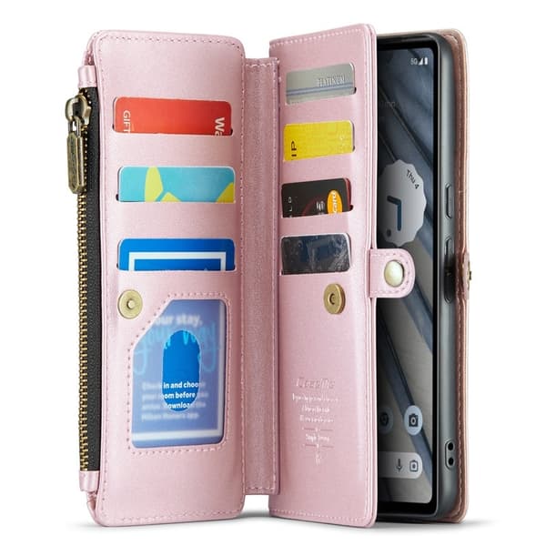 CASEME Plånboksfodral Konstläder för Google Pixel 7a med kortfack - Rosa