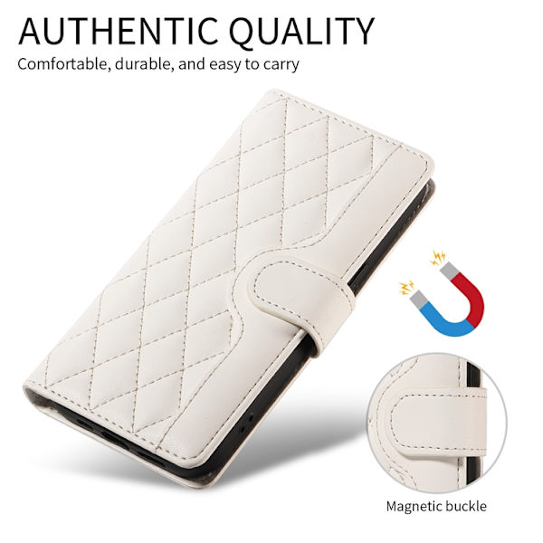OnePlus 15 5G Plånboksfodral Rhombus Konstläder Vit