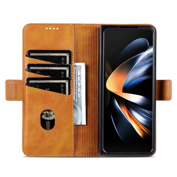 AZNS Samsung Galaxy Z Fold6 Plånboksfodral Konstläder - Brun