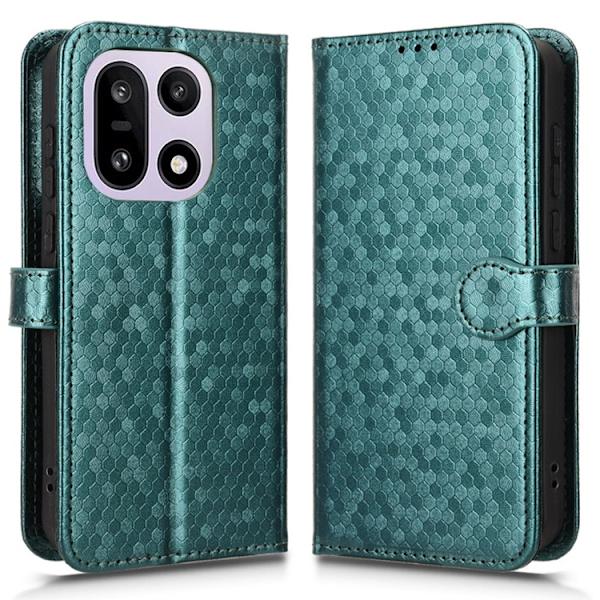 OnePlus 15 5G Konstläder Plånboksfodral Dot Pattern Imprint - Grön Grön