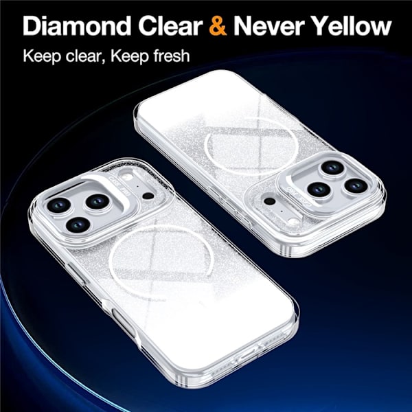 Mobilskal till iPhone 17 Pro Max MagSafe Shockproof Glitter Gradient - Vit Vit