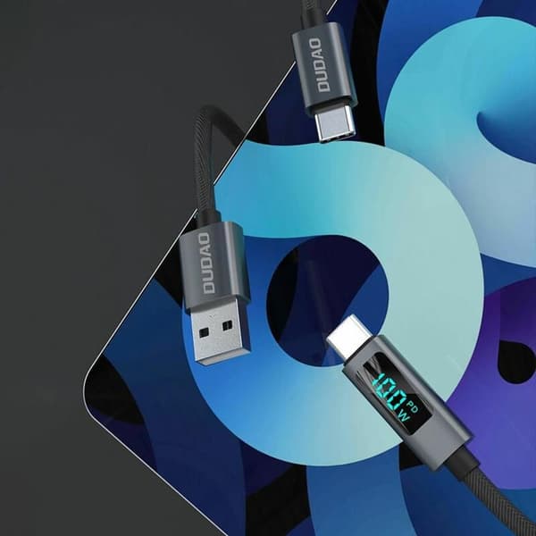 Dudao L7C USB-C - USB-C 100W Kabel med LED Display 1m - Svart Svart