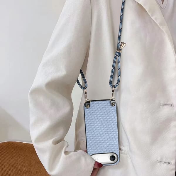 Mobilskal till iPhone Air Med Axelrem Snodd Carbon Fiber Blå