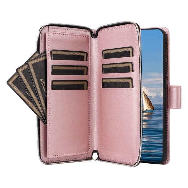 Plånboksfodral för Samsung Galaxy S26 Dragkedja Konstläder - Roséguld