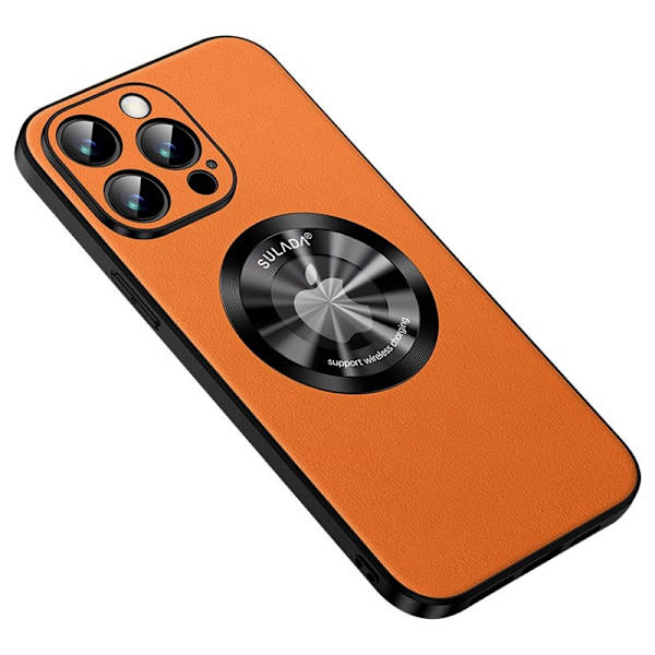 SULADA Mobilskal till iPhone 15 Pro Max Microfiber Läder TPU Orange