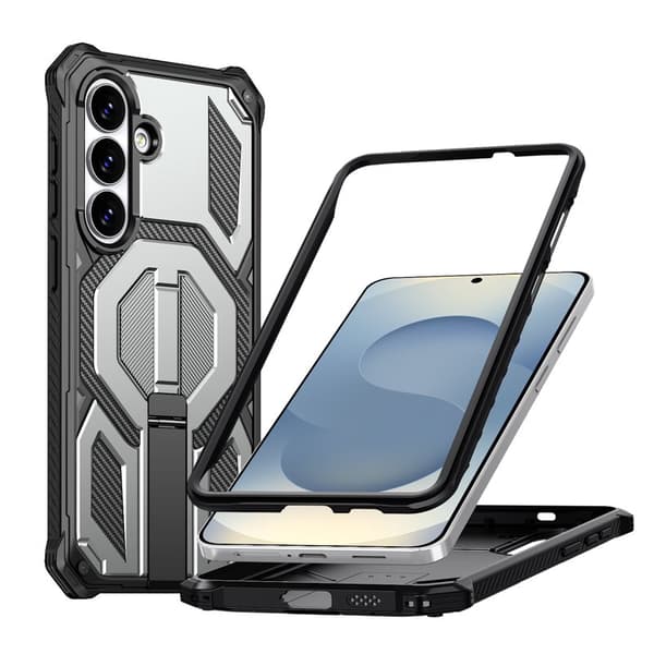 Mobilskal för Samsung Galaxy S26 Plus Magnetiskt TPU + PC Kickstand - Grå