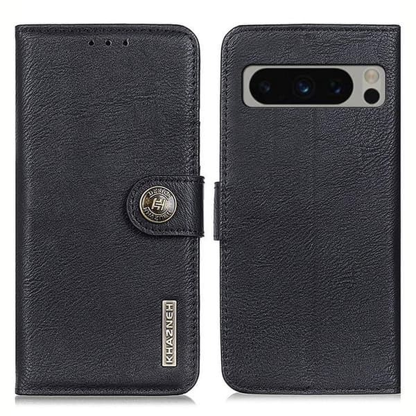 KHAZNEH Google Pixel 8 Lompakkokotelo Cowhide - Musta Black