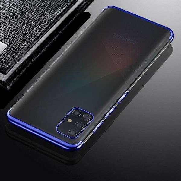 Clear TPU Gel Electroplating frame Mobilskal Samsung Galaxy A72 - Blå Blue
