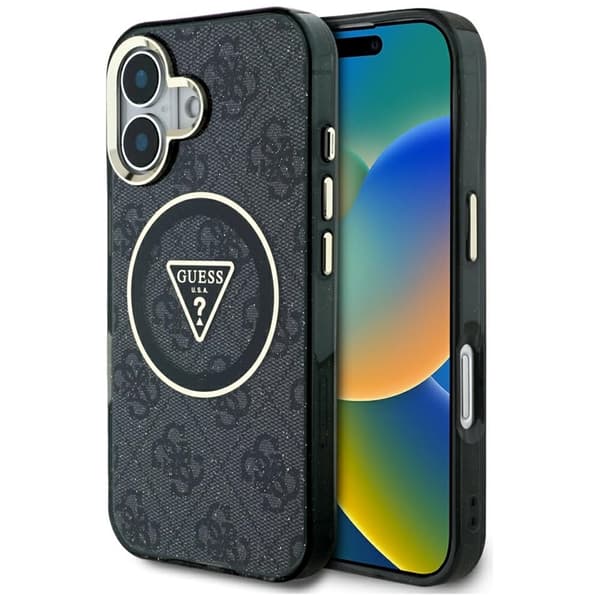 Guess Telefontaske til iPhone 16 Magsafe Glitter - Sort Svart