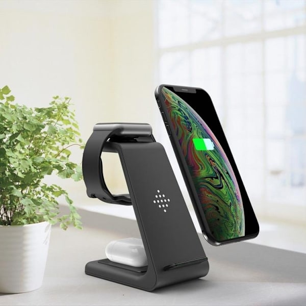 Tech-Protect 3-in-1 Trådlös laddare iPhone, Apple Watch, AirPods A8 - Svart
