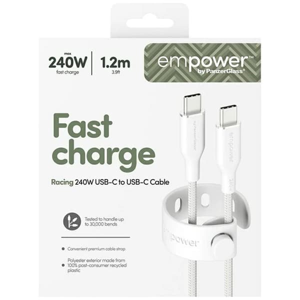 Empower by PanzerGlass USB-C till USB-C 240W Kabel 1.2m Racing Silver