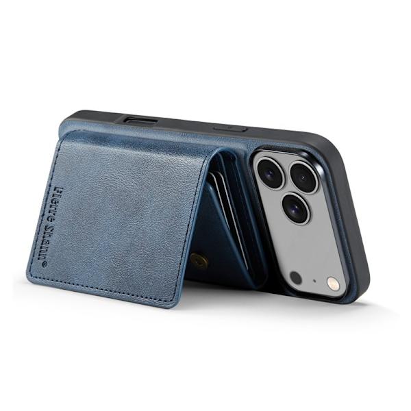 FIERRE SHANN FS030 iPhone 17 Pro Plånboksfodral Konstläder - Blå Blå
