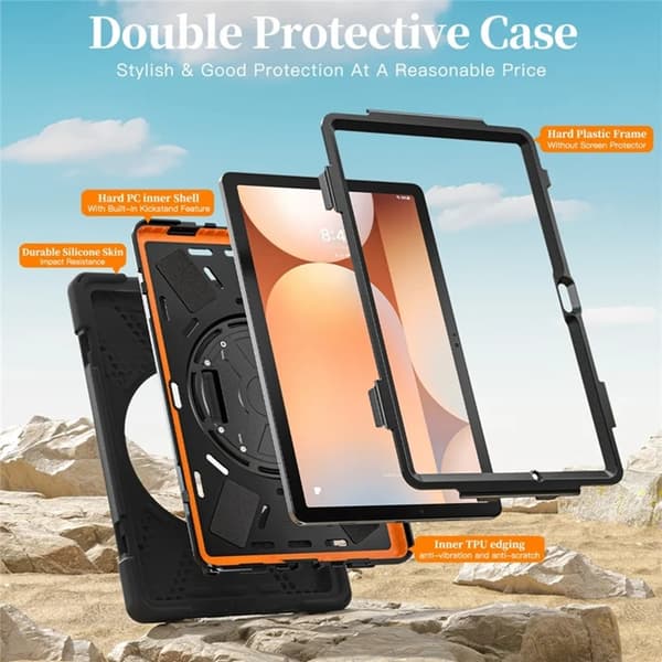 Mobilskal till Galaxy Tab A11 Plus Kickstand Silikon Axelrem Svart