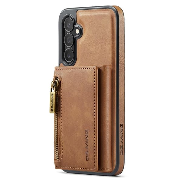 DG.MING Konstläder Plånboksfodral för Samsung Galaxy S25+ - Brun