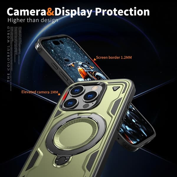 iPhone 16 Pro Max Skal Plast Militärt Skydd - Olivgrön