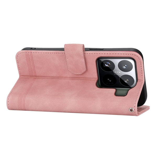 DIERFENG DF-03 Plånboksfodral för Xiaomi 15 Pro Konstläder - Rosa