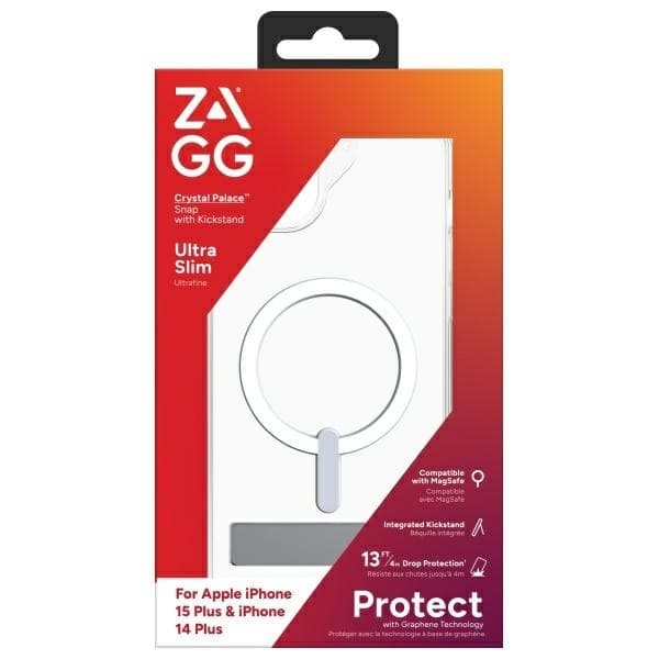 ZAGG Telefontaske til iPhone 15 Plus MagSafe Crystal Palace Stativ - Klar