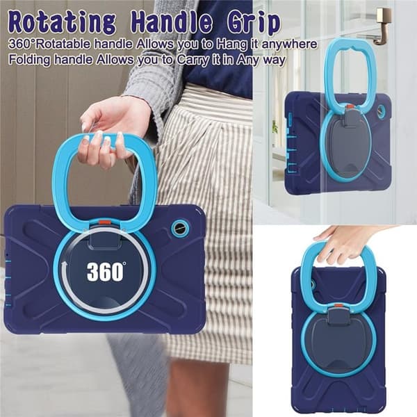 Mobilskal till Galaxy Tab A9 Kickstand Handle Grip - Svart / Blå Blå