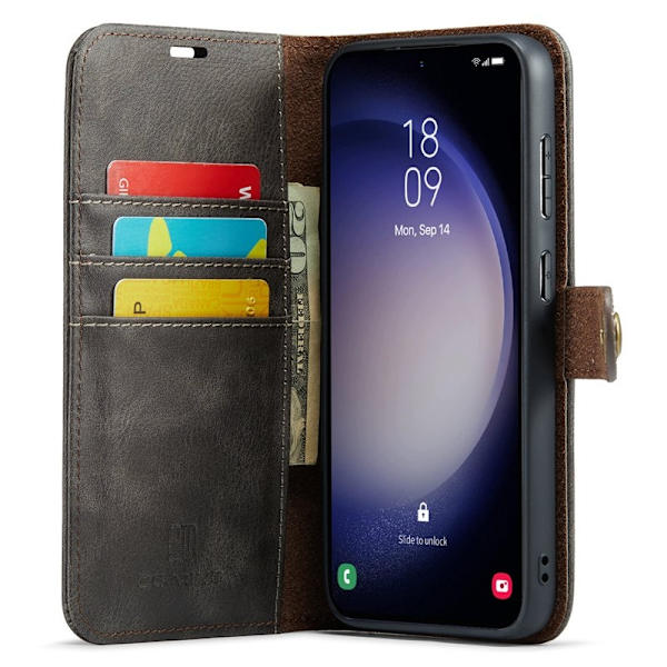 DG.MING Samsung Galaxy A55 5G Plånboksfodral Äkta läder Grå