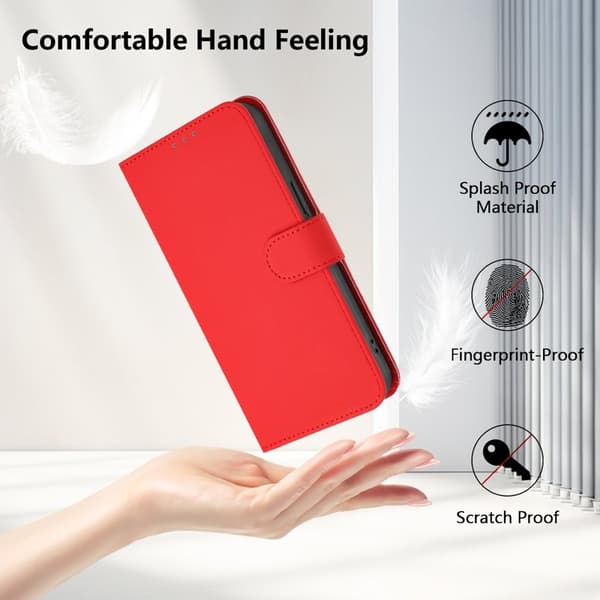 Samsung Galaxy S26/S26 Pro Plånboksfodral Konstläder - Klarröd