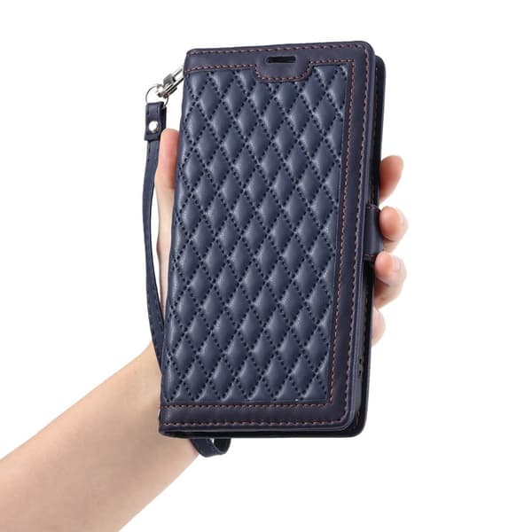 Samsung Galaxy S26/S26 Pro Plånboksfodral Konstläder Rhombus - Blå