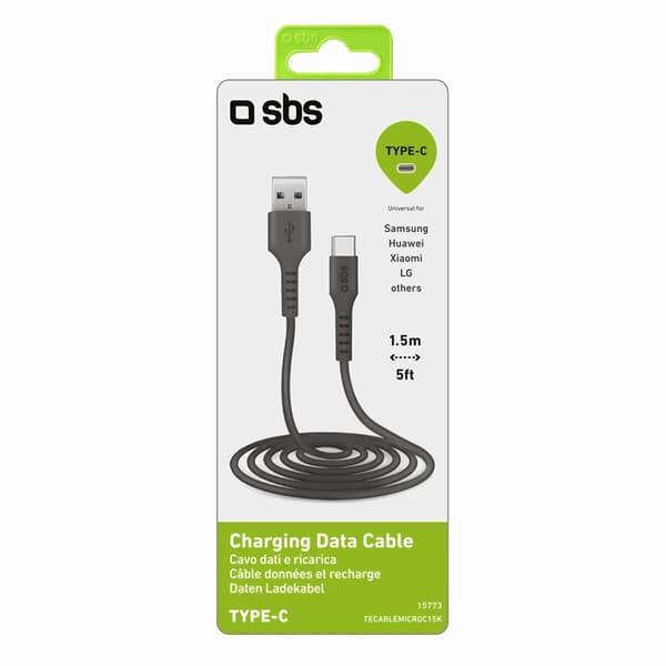 SBS USB-A - USB-C Kabel 1.5m - Svart Svart