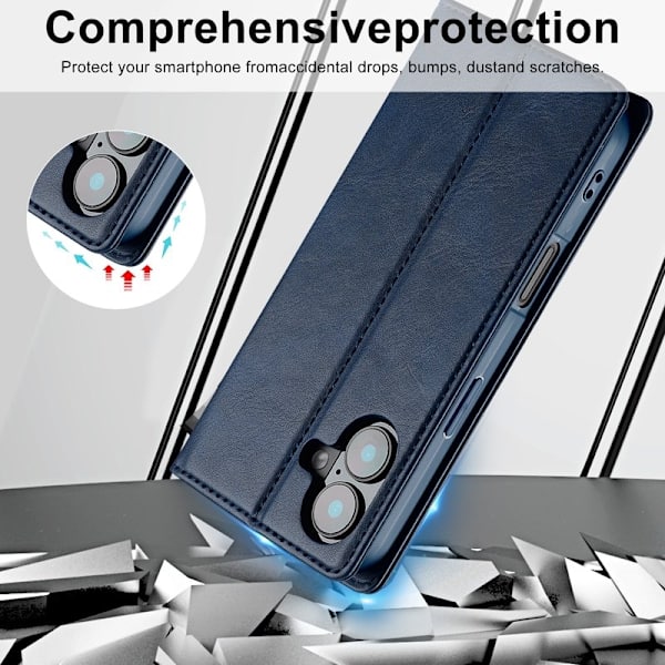 LC.IMEEKE iPhone 16 Plus Plånboksfodral Konstläder - Blå