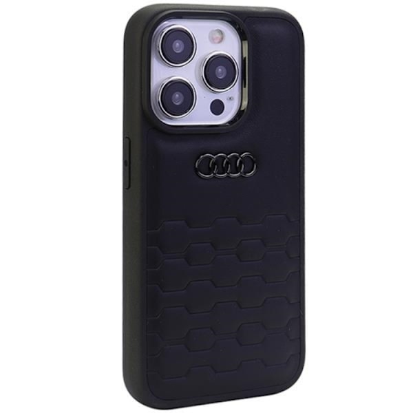 Audi iPhone 15 Pro Max Mobilskal Syntetiskt Läder - Svart Svart