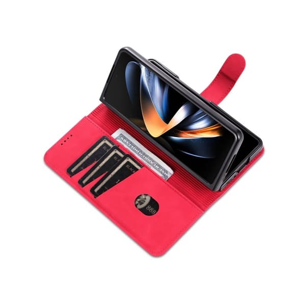 AZNS Samsung Galaxy Z Fold5 Plånboksfodral Konstläder - Röd