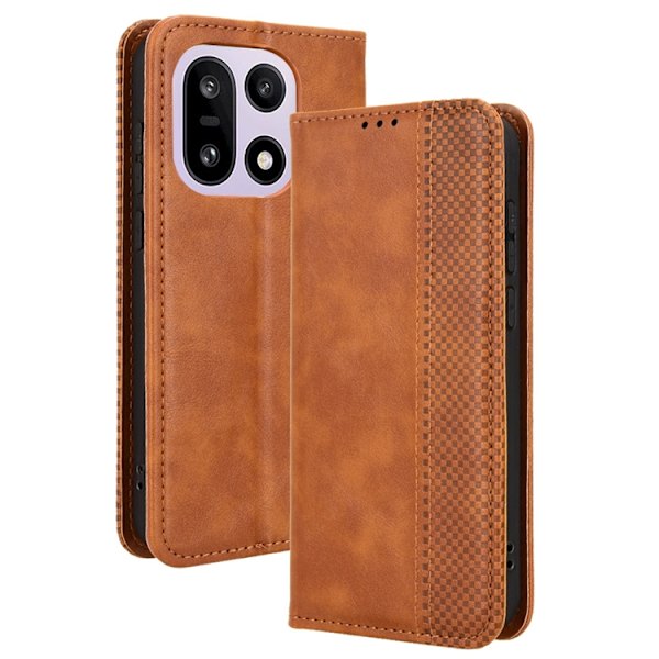 OnePlus 15 5G Plånboksfodral Retro Texture Konstläder Brun