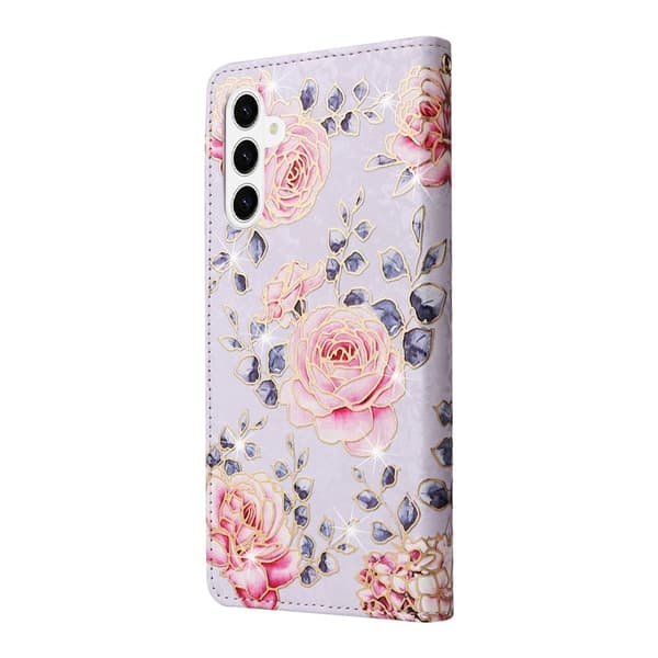 Samsung Galaxy S26 / S26 Pro Plånboksfodral RFID Skydd Blommor Konstläder - Rosa