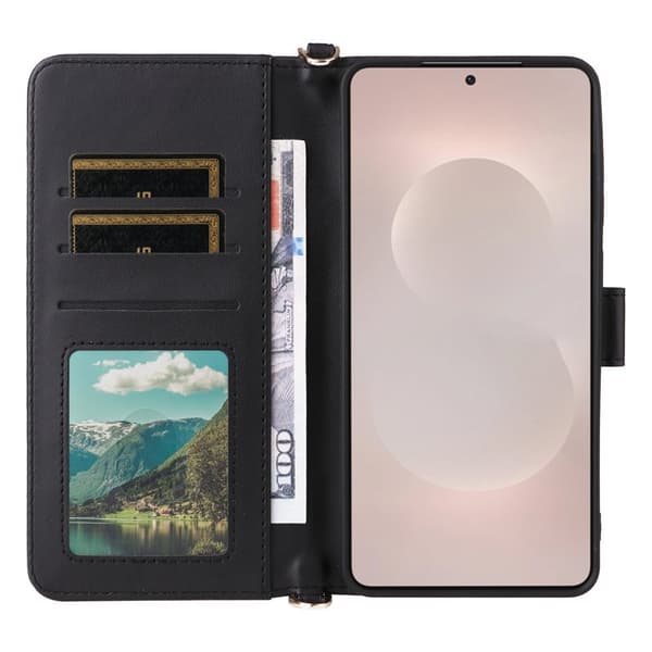 Samsung Galaxy S26 Edge Plånboksfodral Konstläder Ställ - Svart