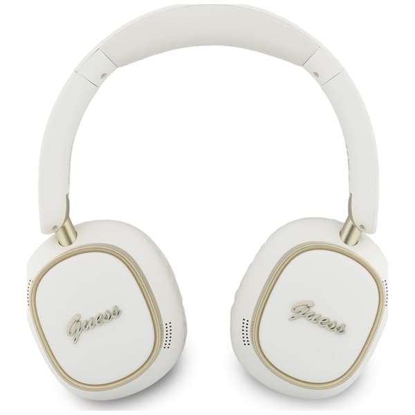 Guess On-Ear Hörlurar Bluetooth ENC Rectangle Metal Script - Vit