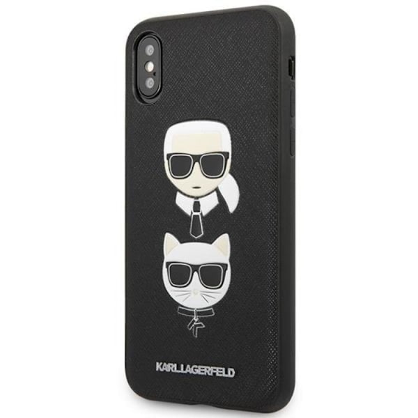 Karl Lagerfeld iPhone XS Max Skal Saffiano Ikonik Karl & Choupette Head Svart