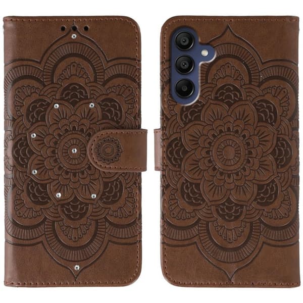 Samsung Galaxy S26 Plus Skal Konstläder Mandala Tryck - Brun