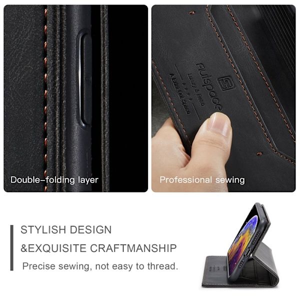 AUTSPACE A01 RFID Blocking Plånboksfodral i Konstläder - Svart